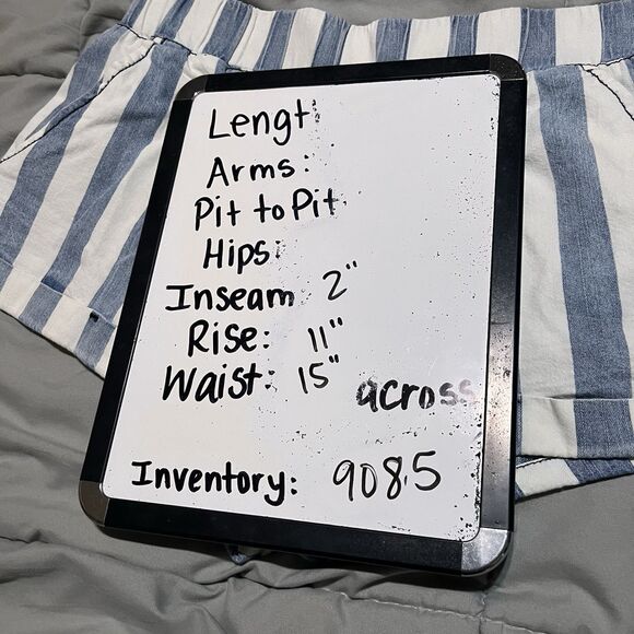 Rewash Striped Blue White Pull On Shorts Beachy Coastal Womens Size M High Rise - Picture 8 of 8